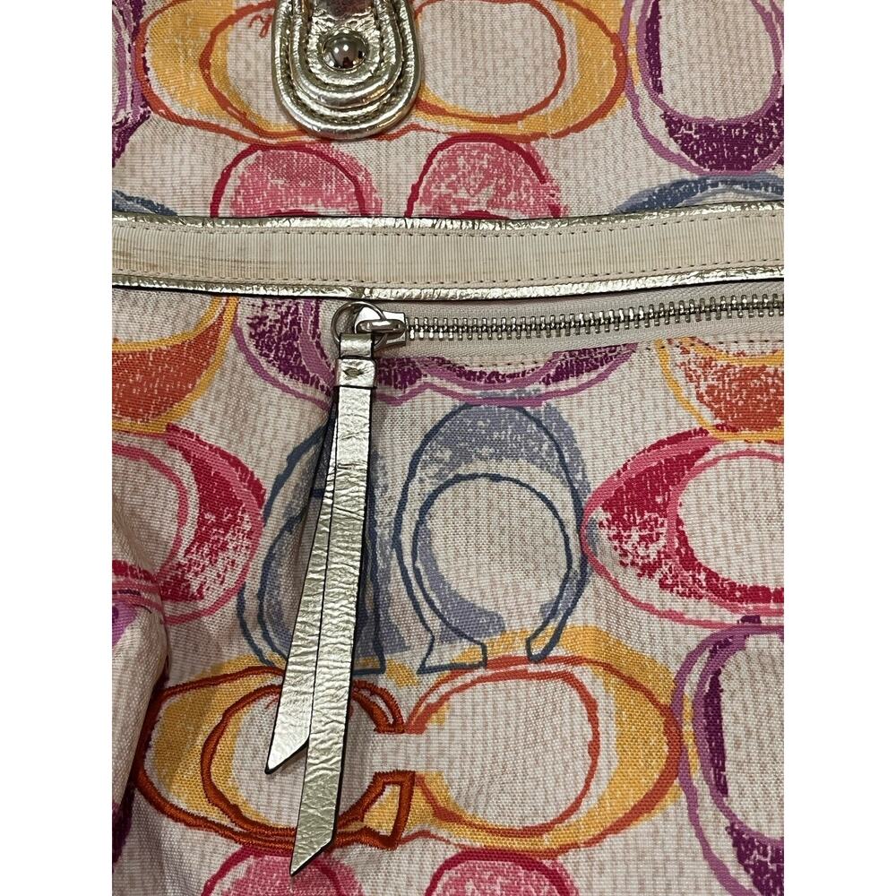 Coach Poppy Dream C Tote Multicolor with Gold Metallic Leather Trim Y2K - Picture 10 of 16